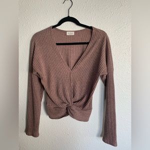 Free Kisses Taupe Cropped Sweater